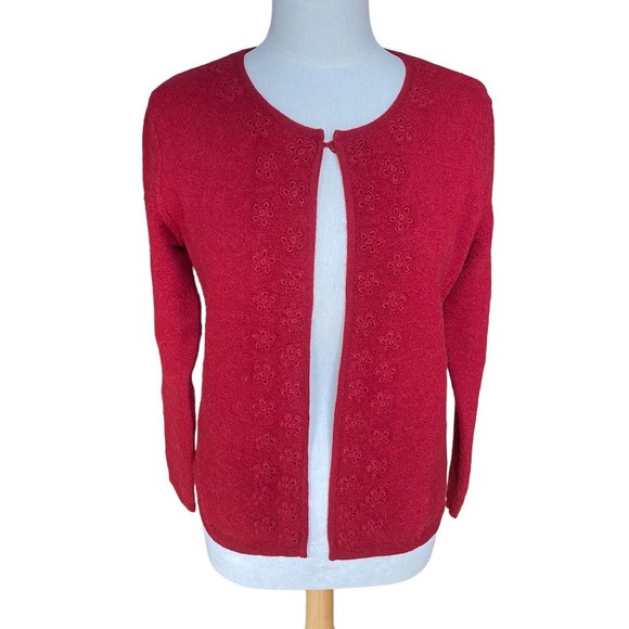 MFH Knits Peruvian Alpaca Wool Cardigan Embroidered Floral Holiday Grannycore-S - Picture 9 of 15